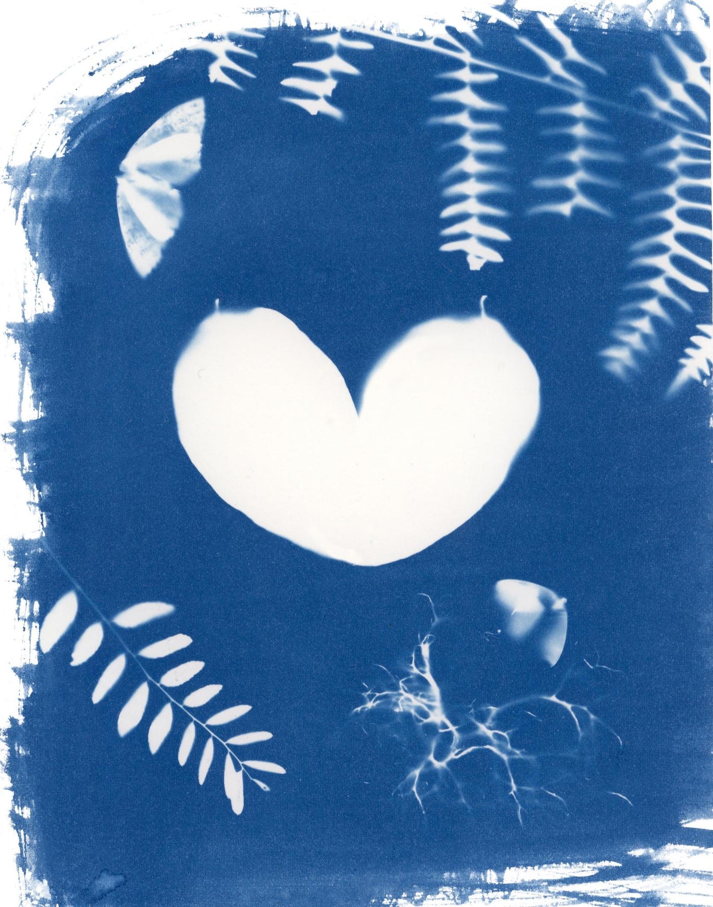 "Heart" Cyanotype Print Grey T-Shirt featuring Art by Emmerson Wheeler