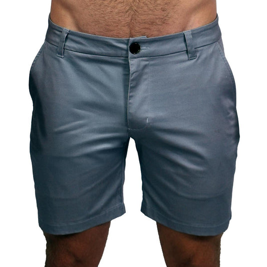 Solid Grey 7" Slim Chino Shorts