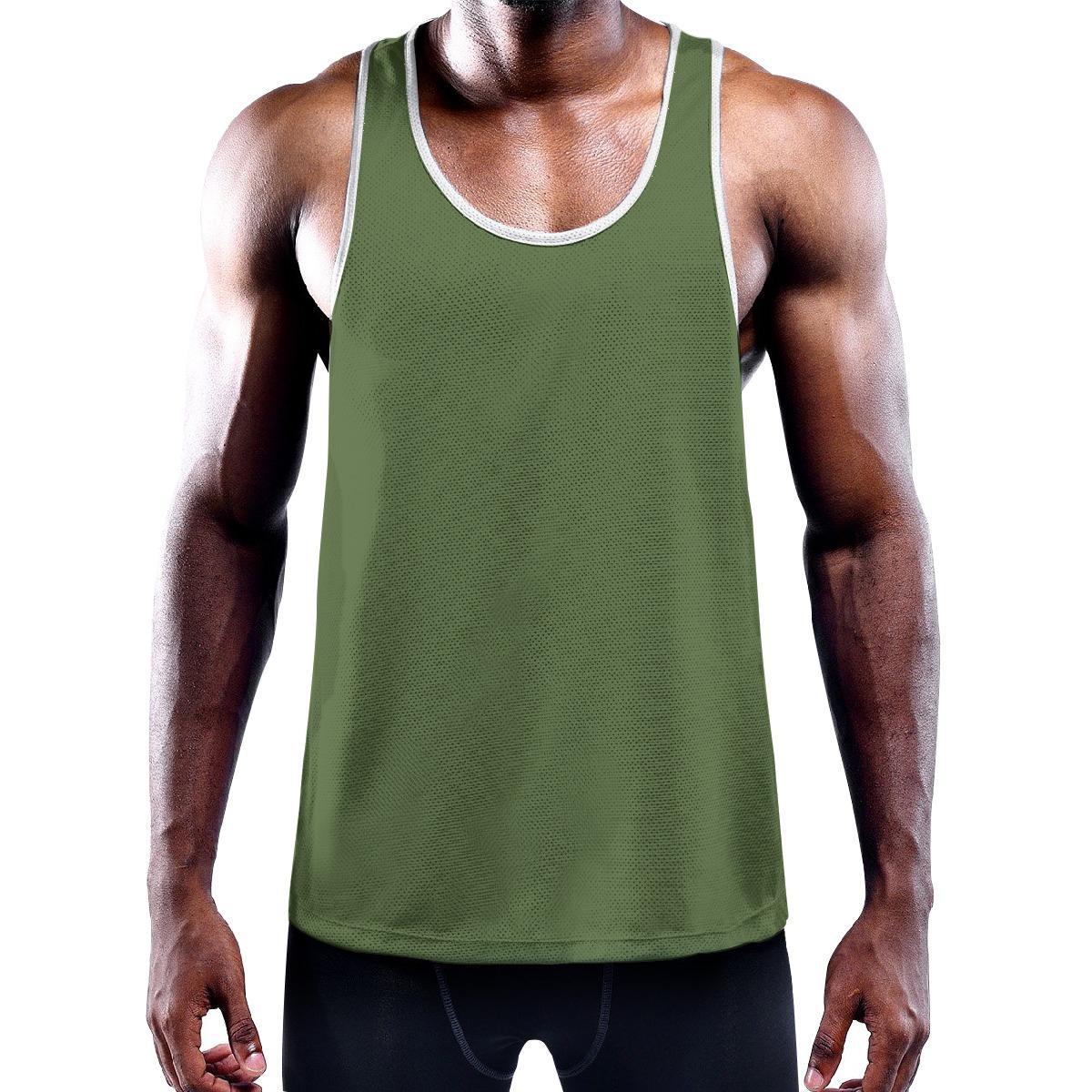 Army Green Solid Color Y-Back Tank from Assassin Menswear