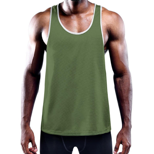 Army Green Solid Color Y-Back Tank from Assassin Menswear