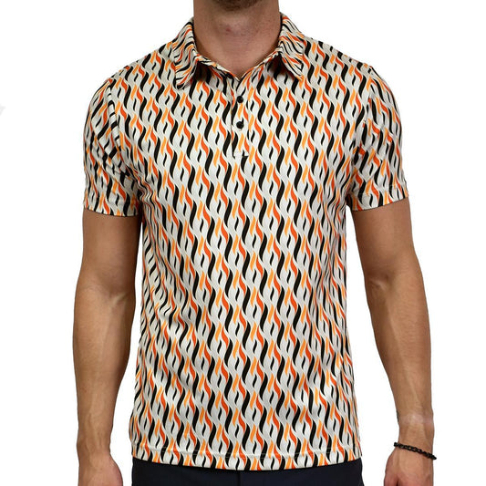 Retro Flames Short Sleeve Polo Shirt