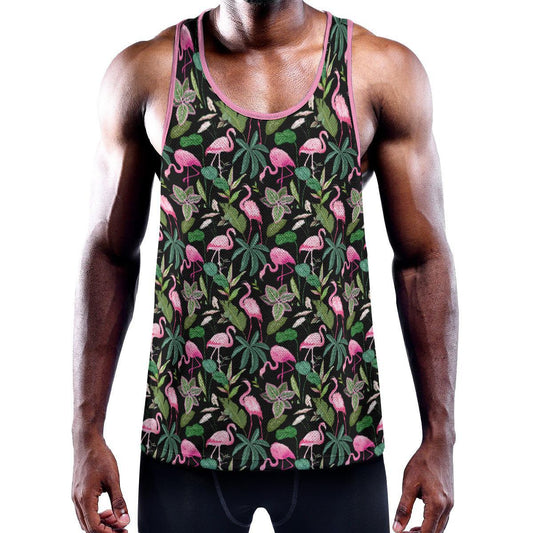 Flamingo Garden Pink/Black Y-Back Racer Tank