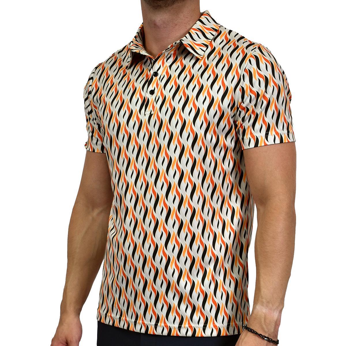 Retro Flames Short Sleeve Polo Shirt