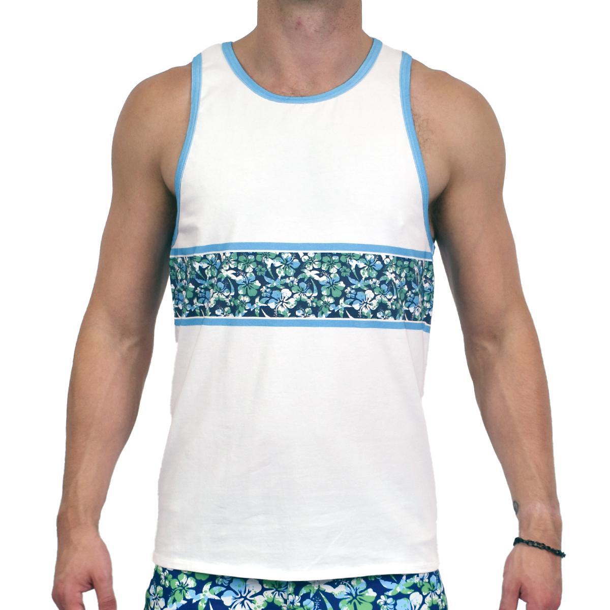 Blue Hawaii Chest Stripe Tank