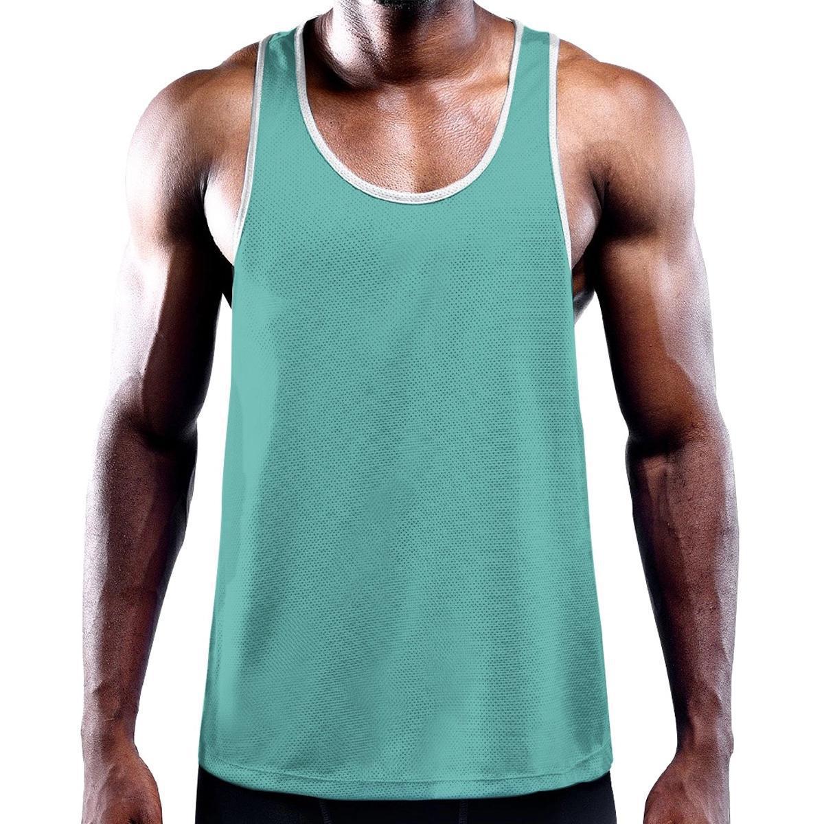Aqua Blue Solid Color Y-Back Tank