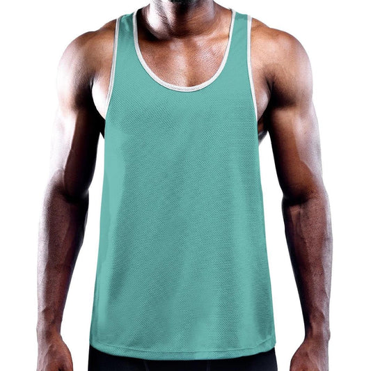 Aqua Blue Solid Color Y-Back Tank