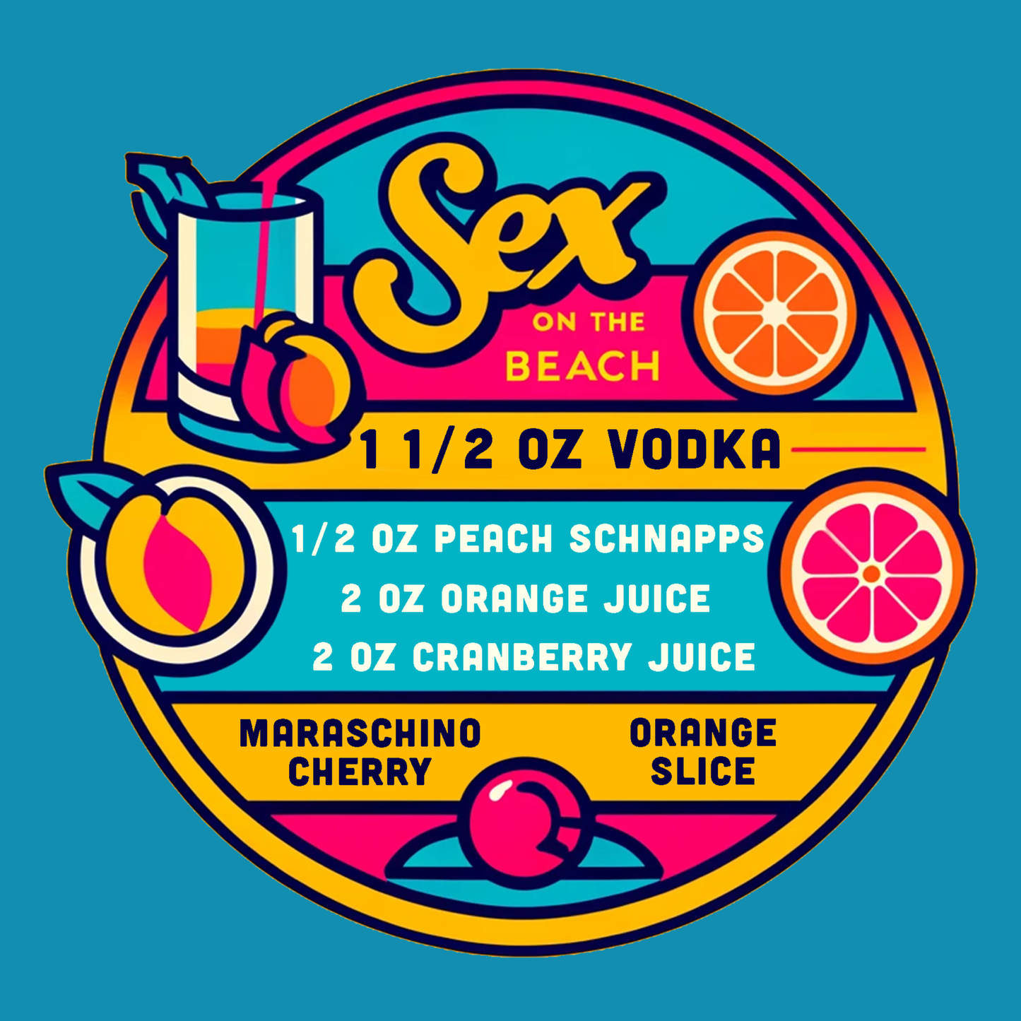 Sex on the Beach Cocktail Aqua T-Shirt