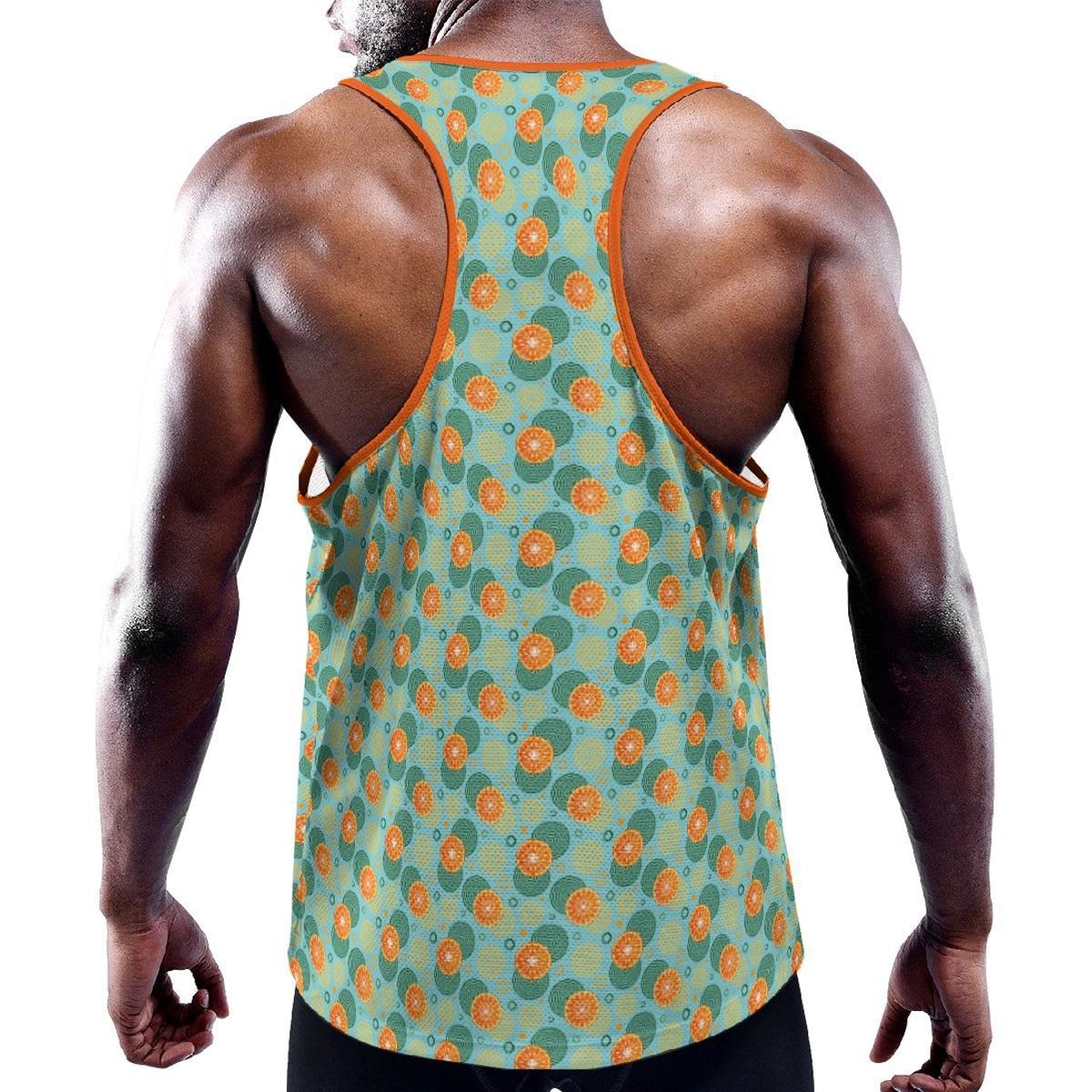 Spiral Oranges Aqua Blue/Orange Y-Back Racer Tank from Assassin Menswear