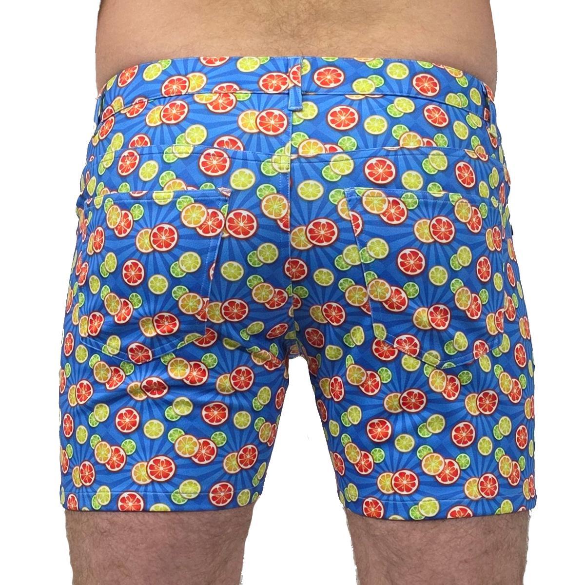 Citrus Blast 5" Super Stretch Blue/Orange Printed Shorts