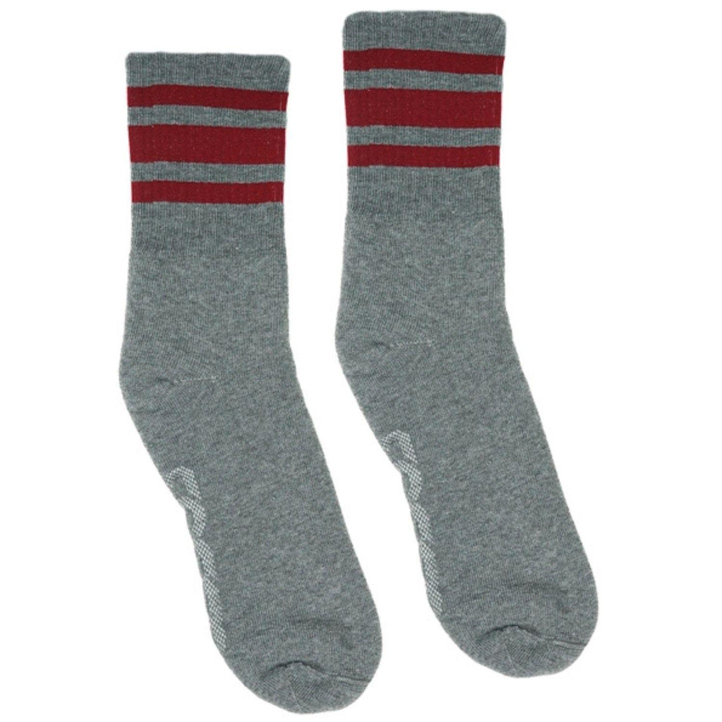 Cardinal Striped Dark Heather Grey Performance Crew Socks by SOCCO