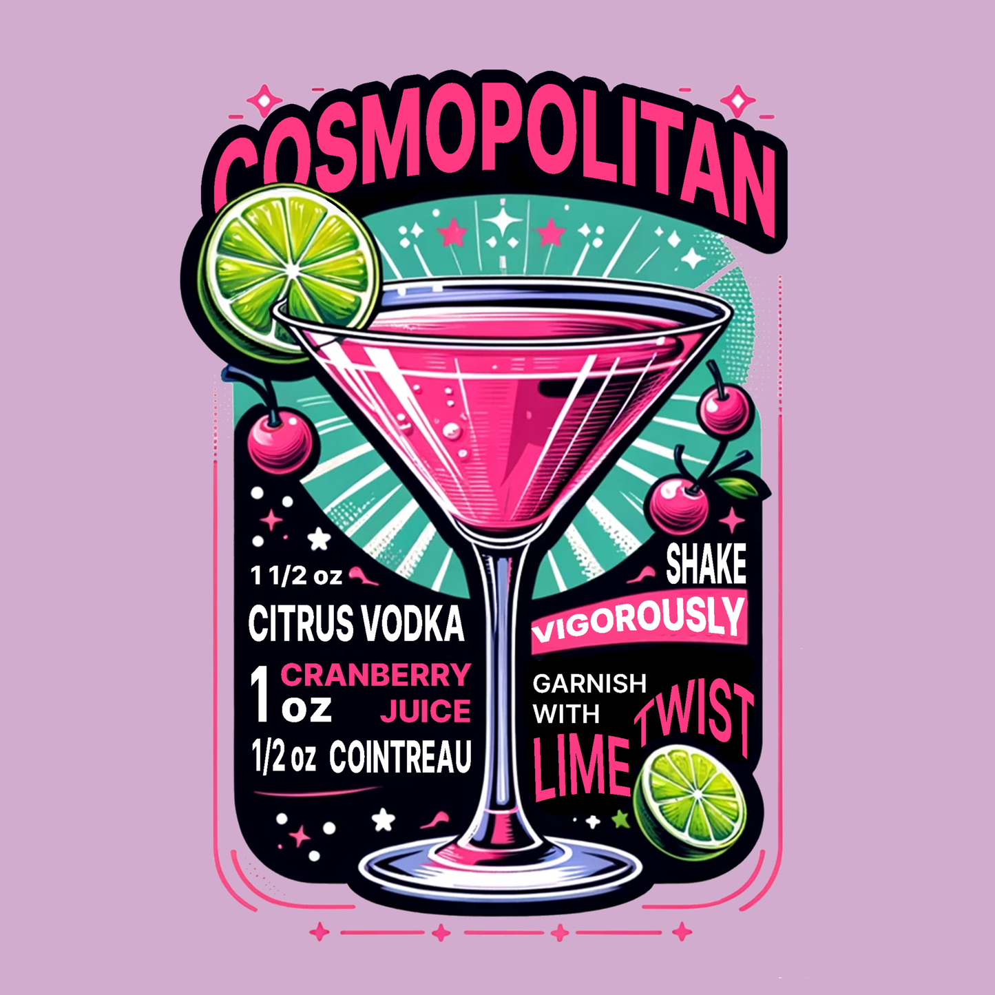 Cosmopolitian Cocktail Pink Lilac T-Shirt