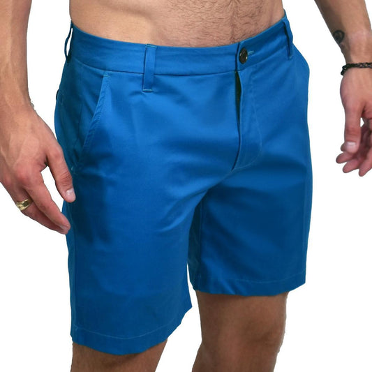 Solid Teal 7" Slim Chino Shorts