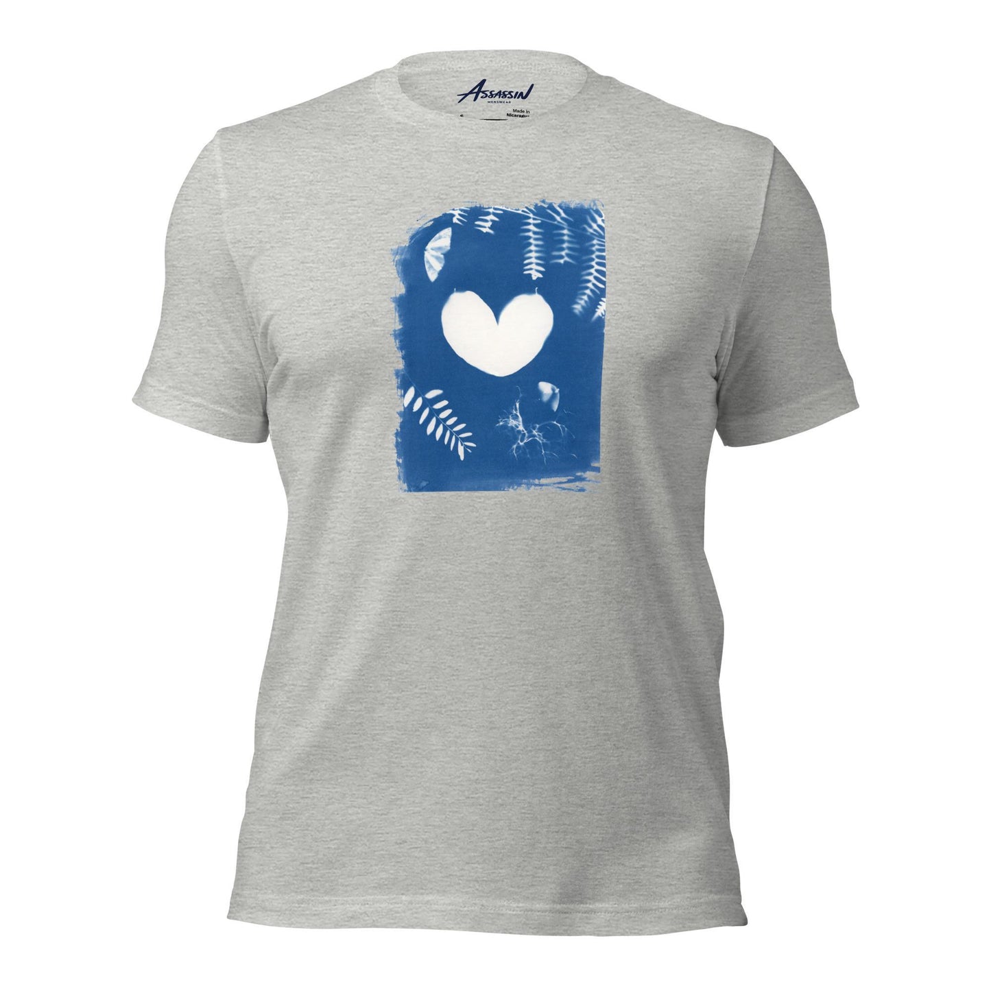 "Heart" Cyanotype Print Grey T-Shirt featuring Art by Emmerson Wheeler