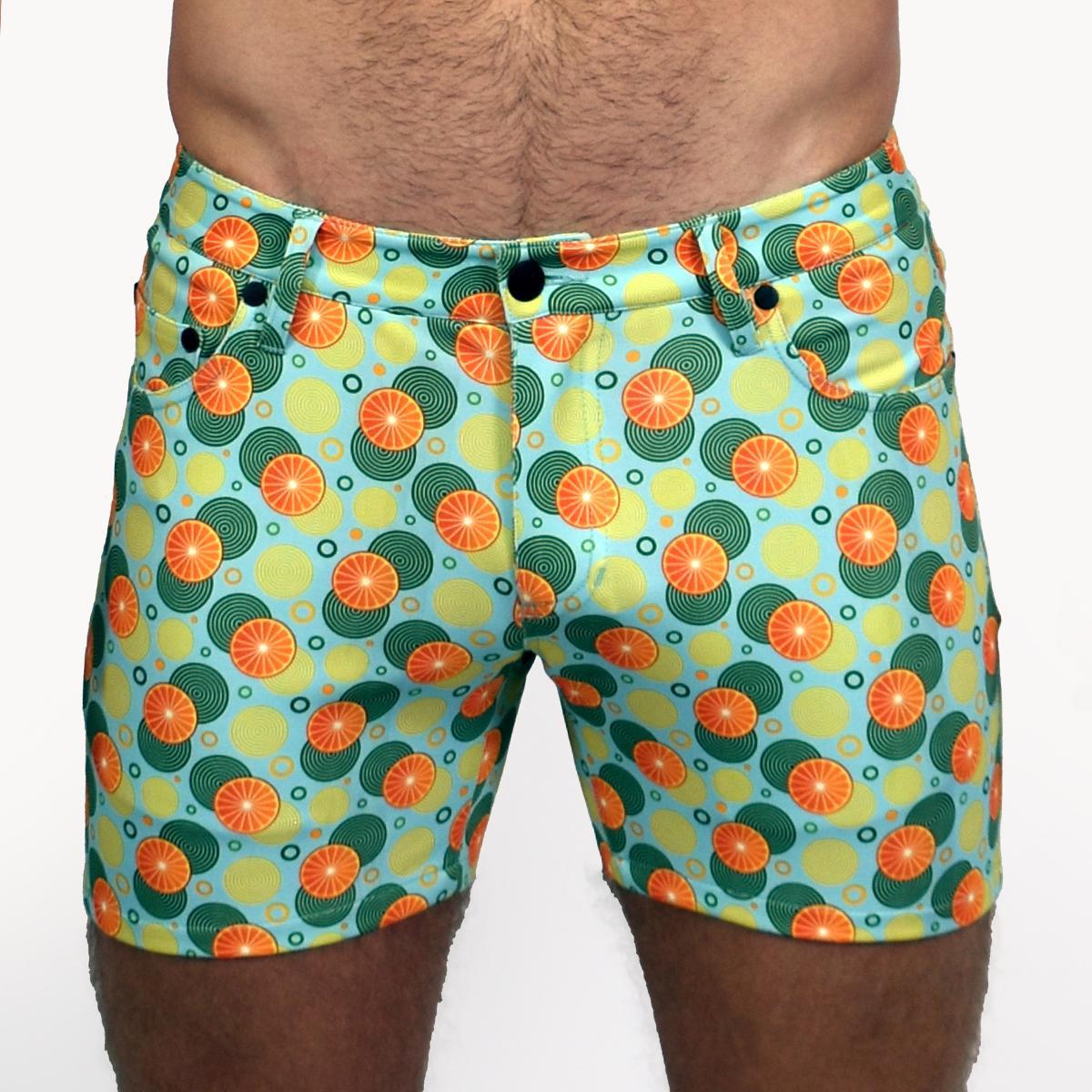 Spiral Oranges 5" Super Stretch Teal/Orange Printed Shorts