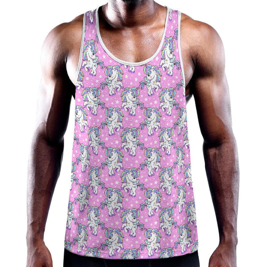 Baby Unicorns Pink/White Y-Back Racer Tank