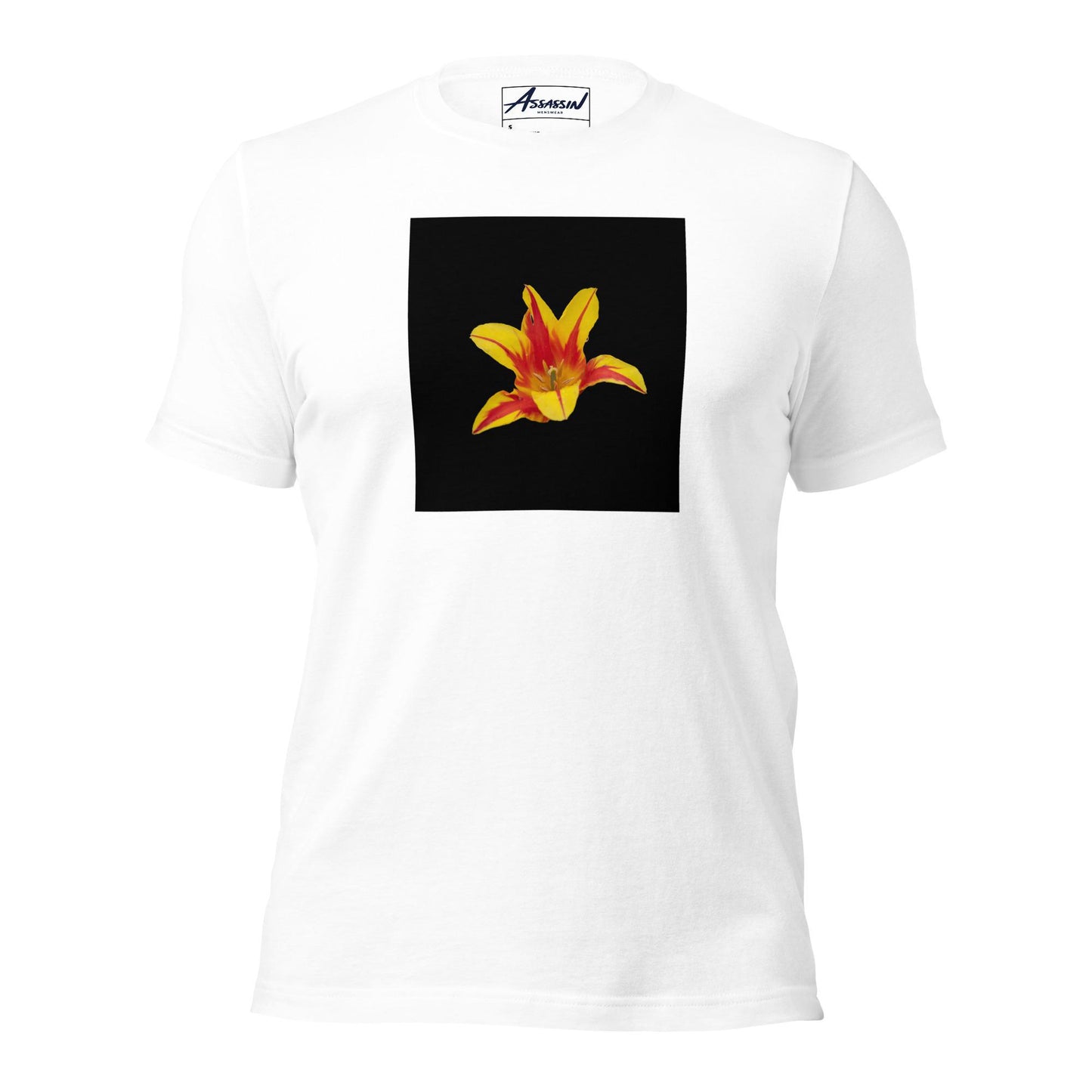"Tulip" White T-Shirt with Art by Emmerson Wheeler