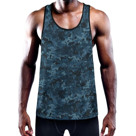 Blue Camouflage Y-Back Racer Tank
