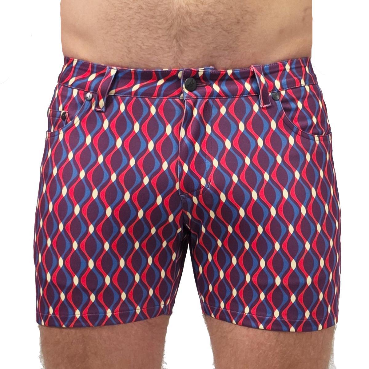 X-Ray Vision 5" Super Stretch Purple/Blue/Red Printed Shorts
