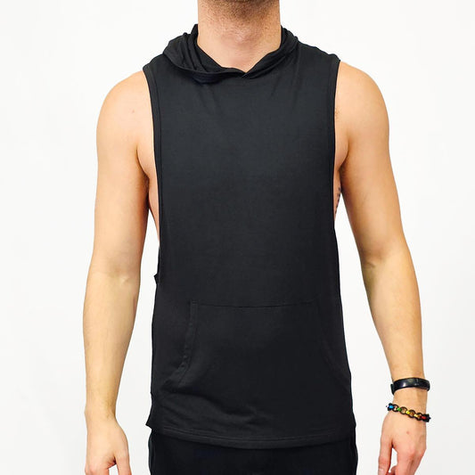 Black Modal Muscle Tank Hoodie