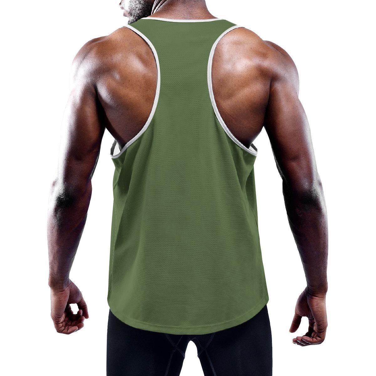Army Green Solid Color Y-Back Tank from Assassin Menswear