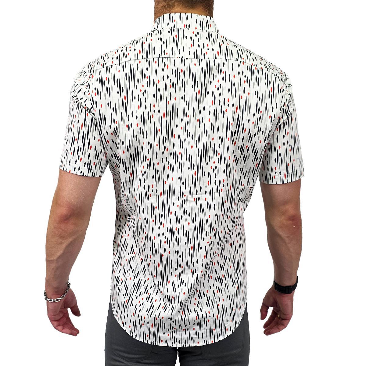 Diamond Rain Stretch Cotton Short Sleeve Button Down Shirt