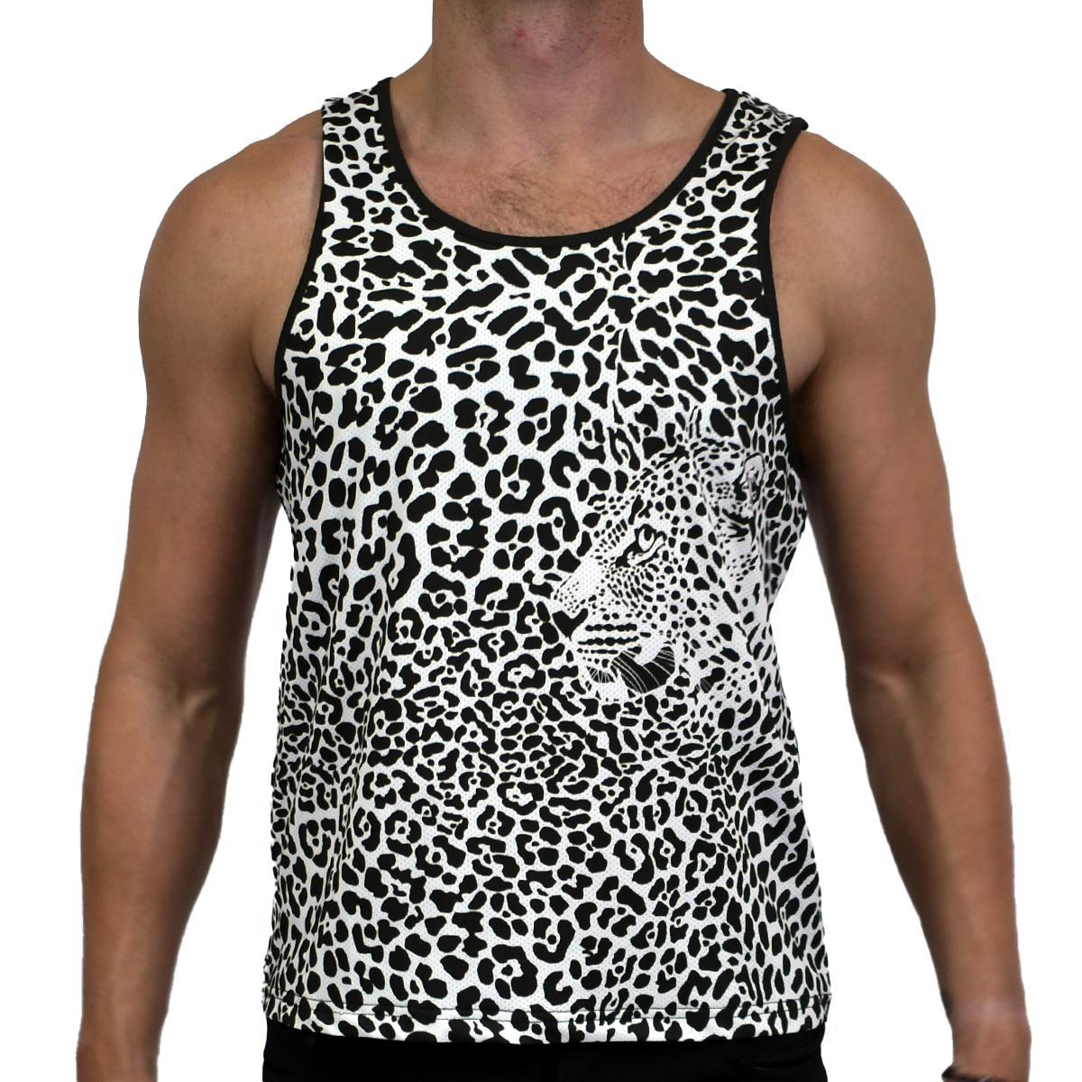 Leopard Illusion Stretch Mesh Tank