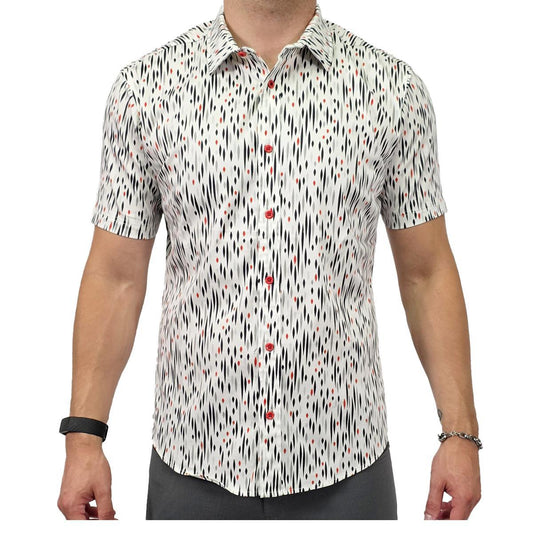 Diamond Rain Stretch Cotton Short Sleeve Button Down Shirt