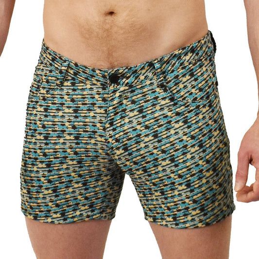 Blue/Brown Dots 5" Super Stretch Printed Shorts