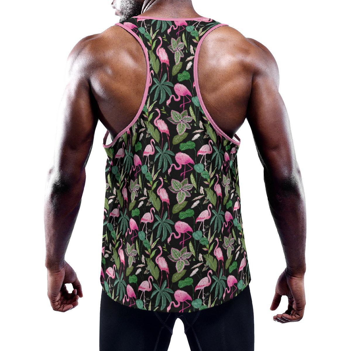 Flamingo Garden Pink/Black Y-Back Racer Tank