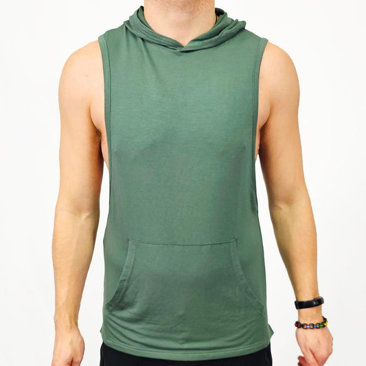 Forest Green Modal Muscle Tank Hoodie