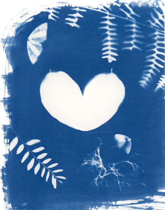 "Heart" Cyanotype Print Grey T-Shirt featuring Art by Emmerson Wheeler