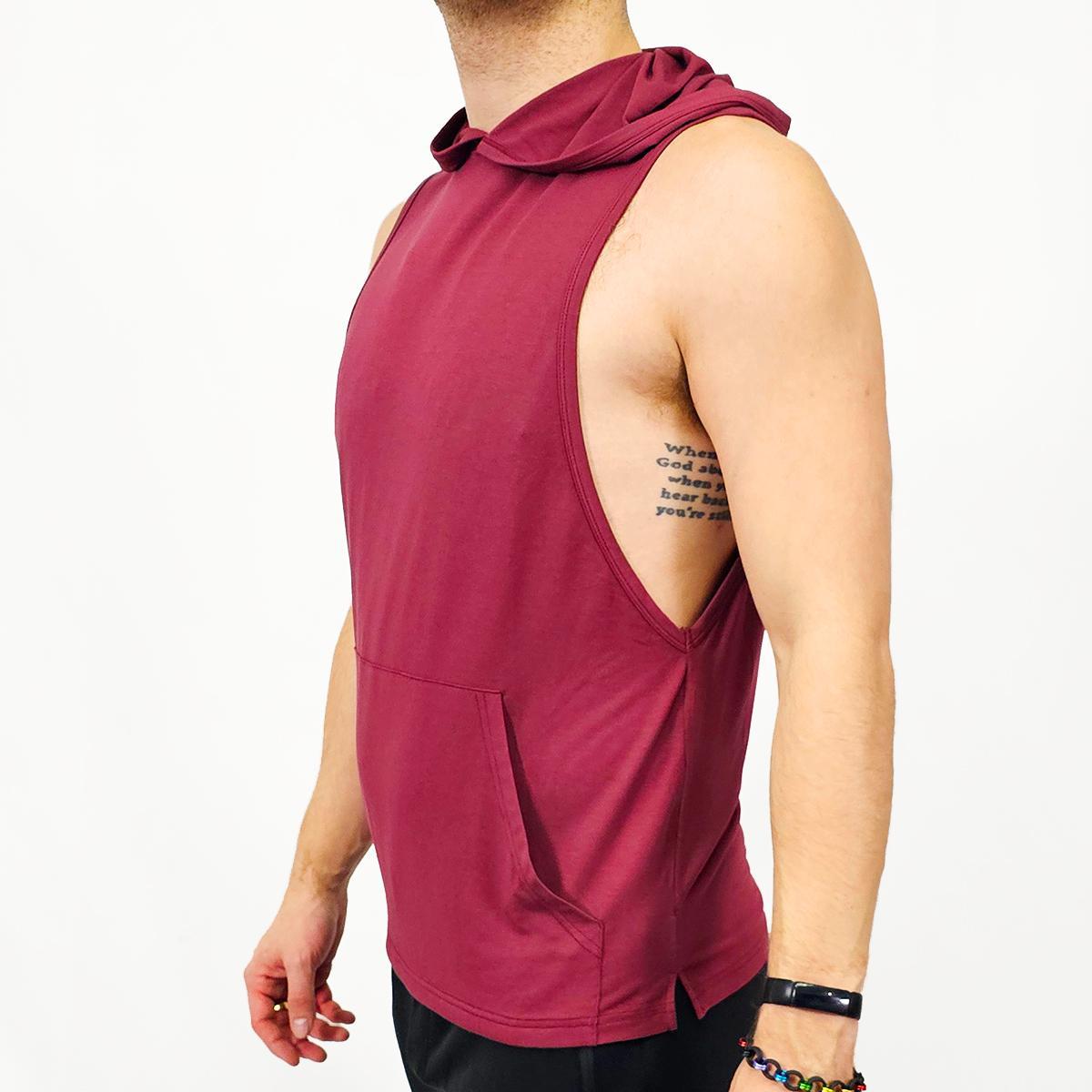 Wine Red Modal Muscle Tank Hoodie