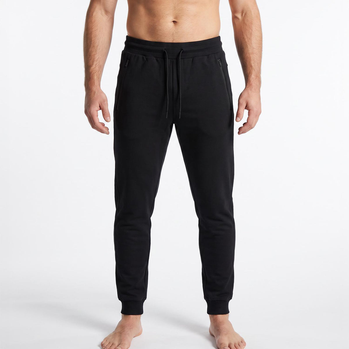 Soft Touch Black Cotton Joggers with Side Trim