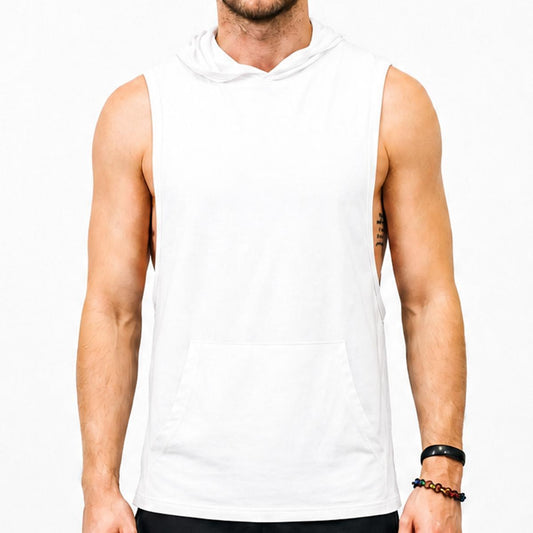 White Modal Muscle Tank Hoodie
