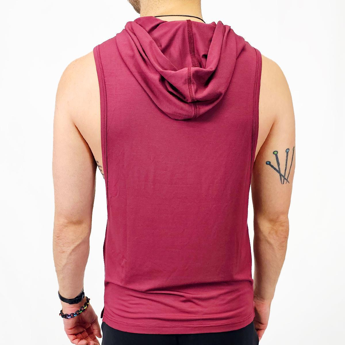Wine Red Modal Muscle Tank Hoodie