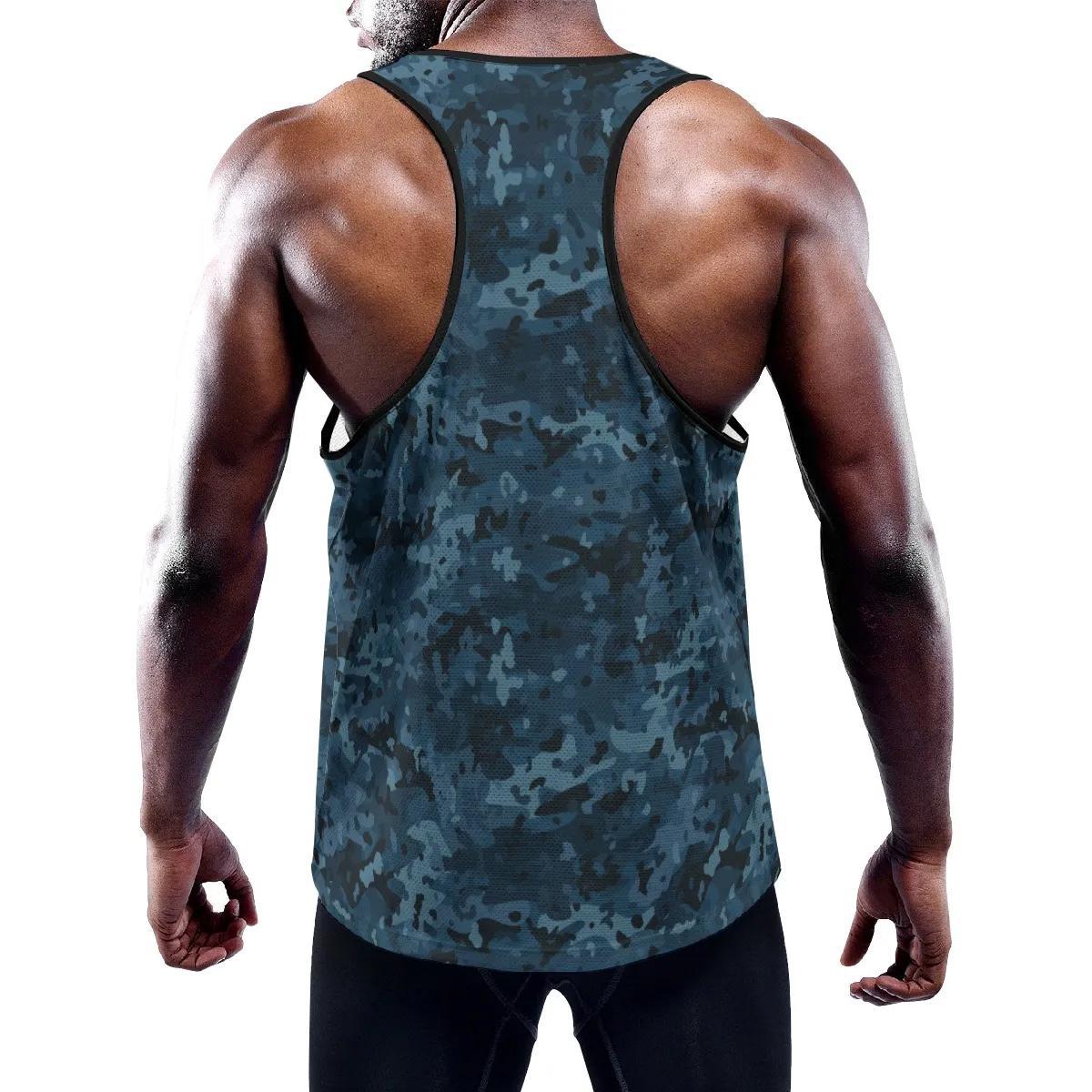 Blue Camouflage Y-Back Racer Tank