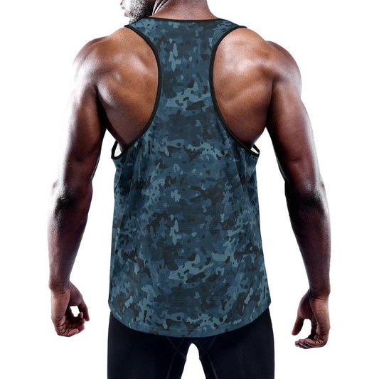 Blue Camouflage Y-Back Racer Tank