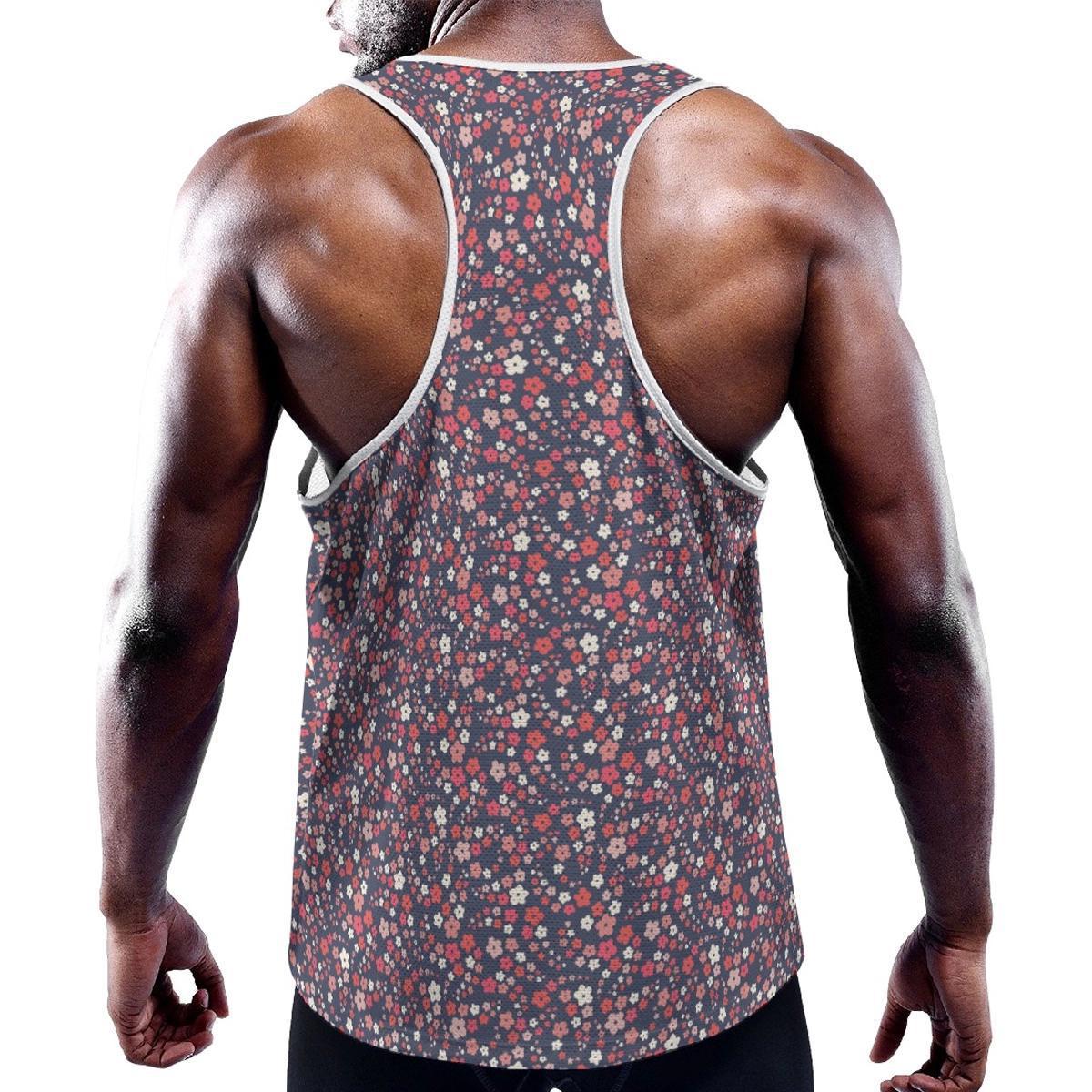 Midnight Navy/Pink Mini Floral Y-Back Racer Tank from Assassin Menswear