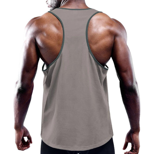 Stone Grey Solid Color Y-Back Tank from Assassin Menswear
