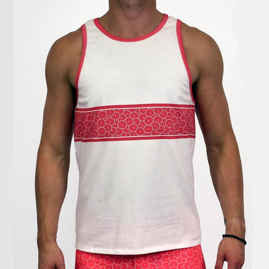 Grapefruit Chest Stripe Tank