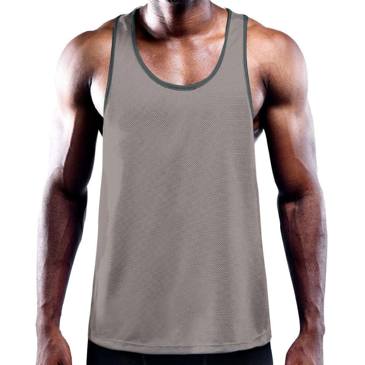 Stone Grey Solid Color Y-Back Tank from Assassin Menswear