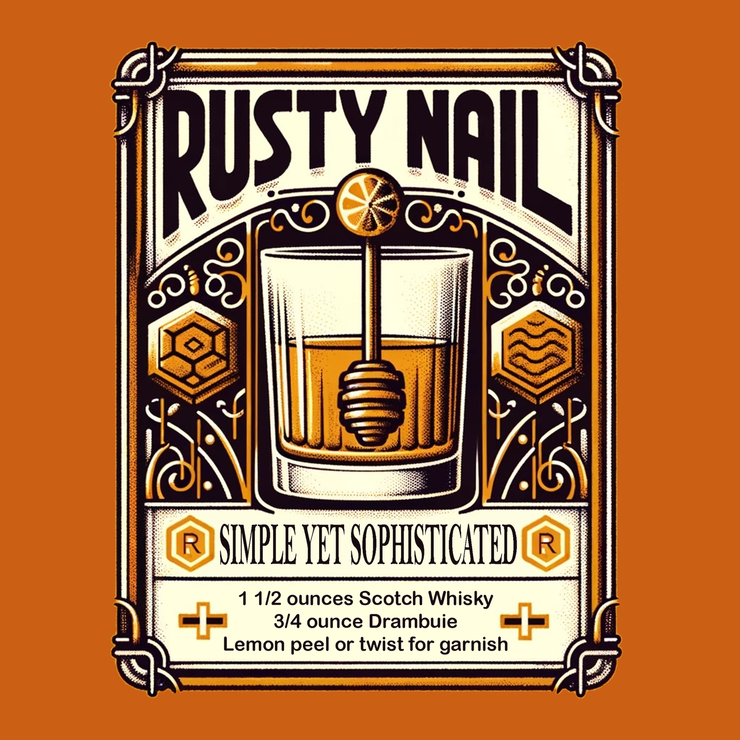 Rusty Nail Cocktail Orange T-Shirt