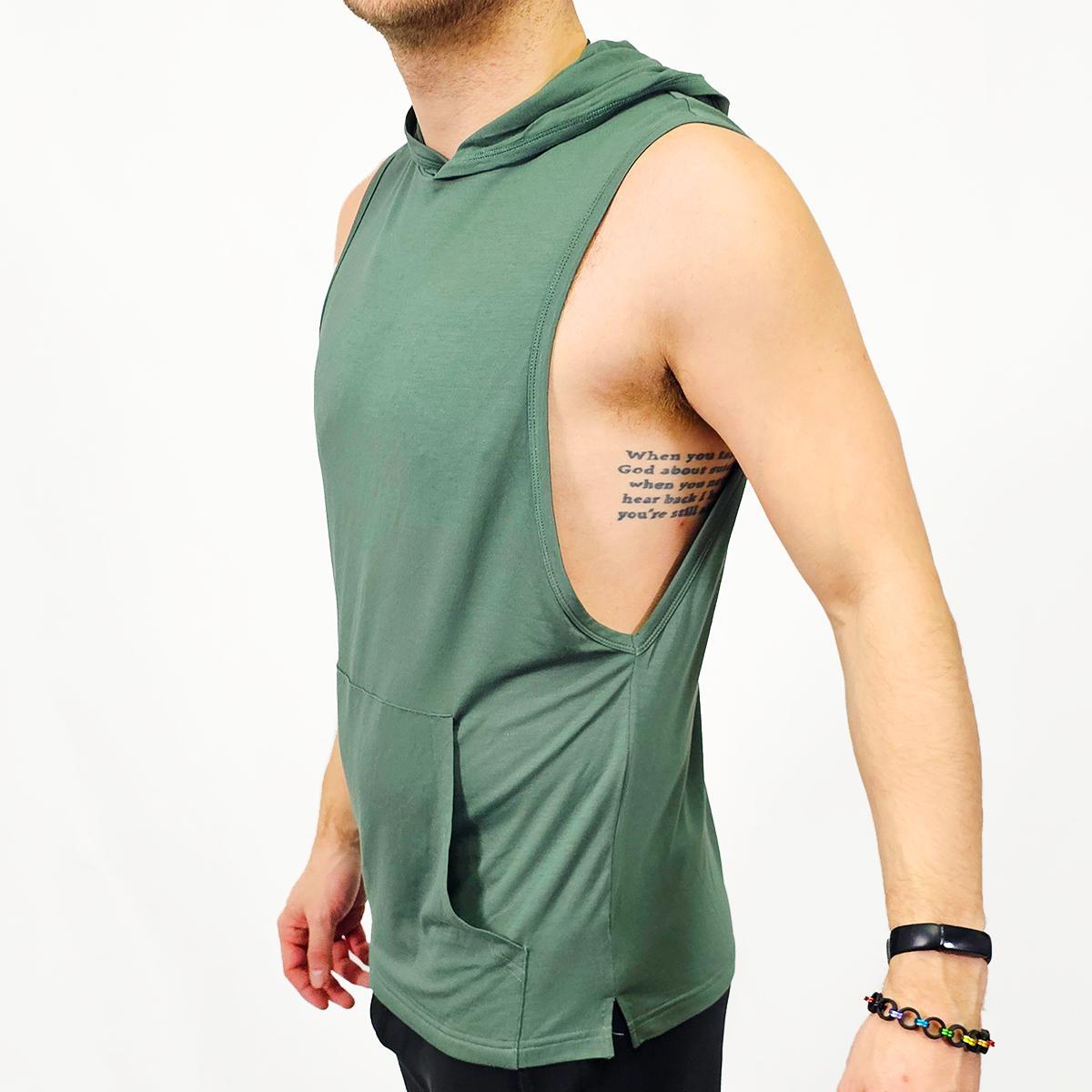 Forest Green Modal Muscle Tank Hoodie