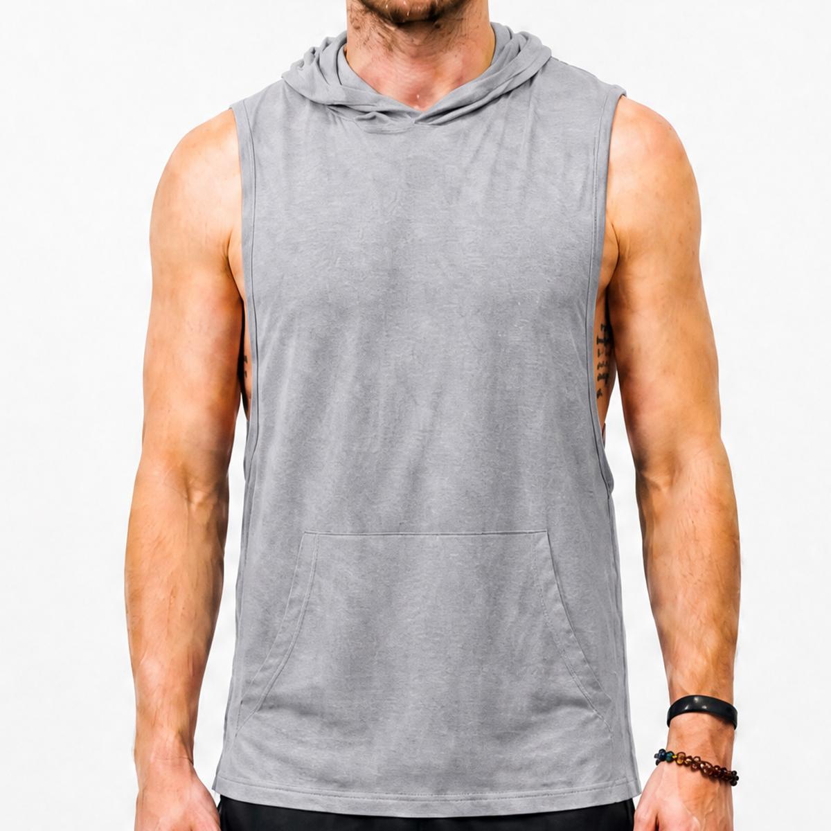Grey Modal Muscle Tank Hoodie