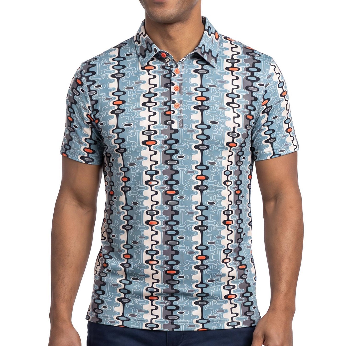 Midcentury Squiggle Short Sleeve Polo Shirt