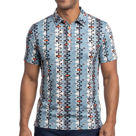Midcentury Squiggle Short Sleeve Polo Shirt