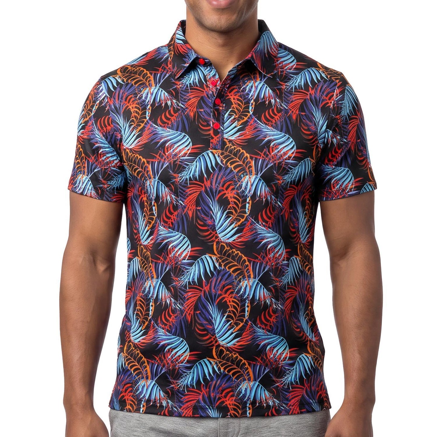 Neon Ferns Short Sleeve Polo Shirt