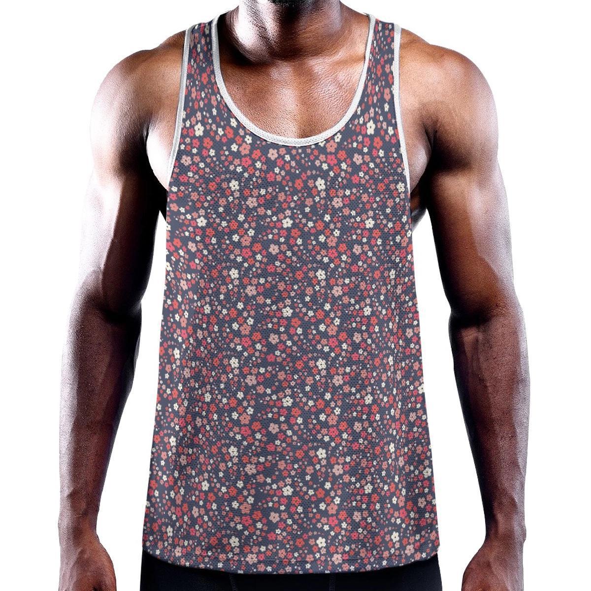 Midnight Navy/Pink Mini Floral Y-Back Racer Tank from Assassin Menswear
